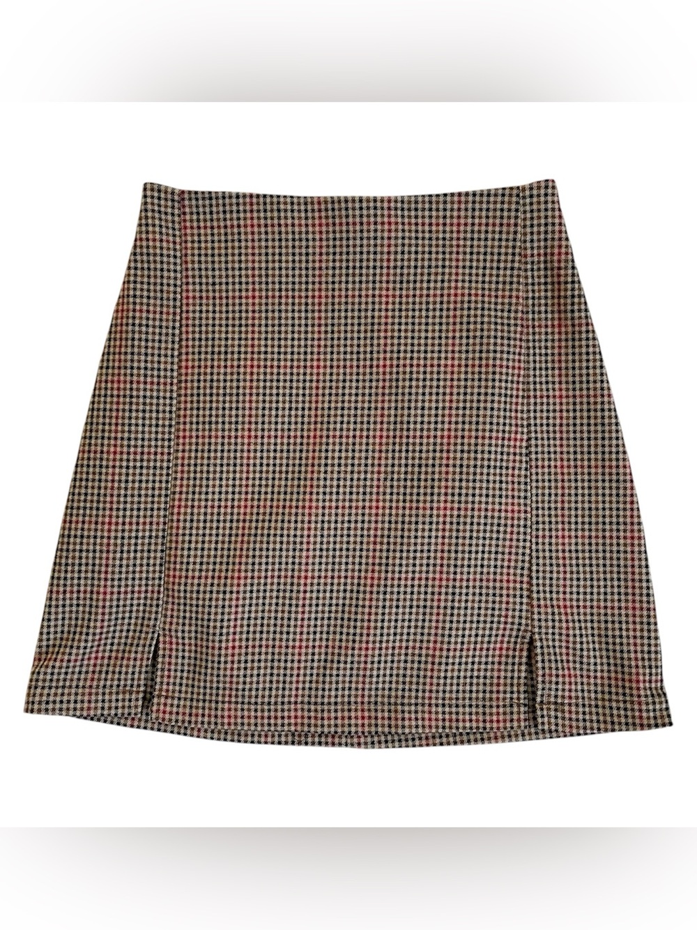 Brandy Melville Brown, Red, Black Plaid Mini Skirt, Womens XS